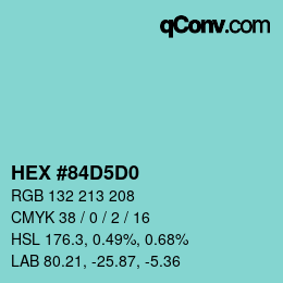 カラーコード: HEX #84D5D0 | qconv.com
