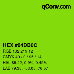 Color code: HEX #84DB0C | qconv.com