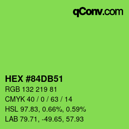 颜色代码: HEX #84DB51 | qconv.com
