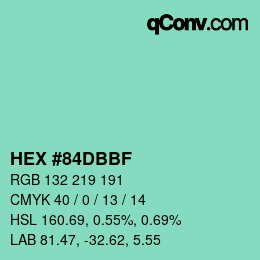 カラーコード: HEX #84DBBF | qconv.com