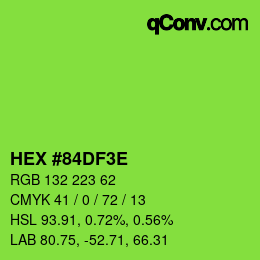 カラーコード: HEX #84DF3E | qconv.com