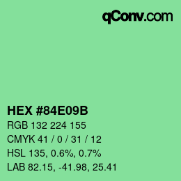 カラーコード: HEX #84E09B | qconv.com