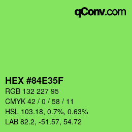 Farbcode: HEX #84E35F | qconv.com