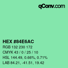 颜色代码: HEX #84E6AC | qconv.com