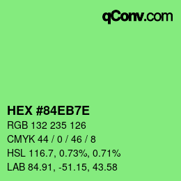 Color code: HEX #84EB7E | qconv.com