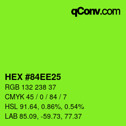 颜色代码: HEX #84EE25 | qconv.com