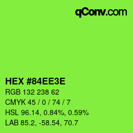 Color code: HEX #84EE3E | qconv.com