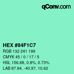 颜色代码: HEX #84F1C7 | qconv.com