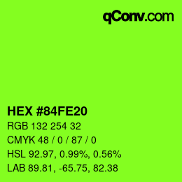 Color code: HEX #84FE20 | qconv.com