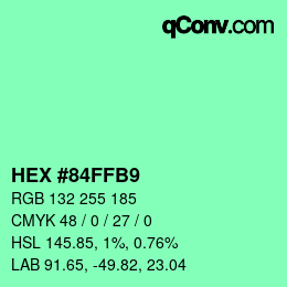 カラーコード: HEX #84FFB9 | qconv.com