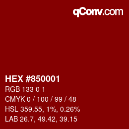 Color code: HEX #850001 | qconv.com