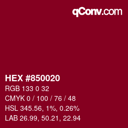 Color code: HEX #850020 | qconv.com