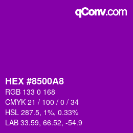 カラーコード: HEX #8500A8 | qconv.com