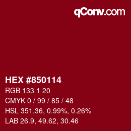 カラーコード: HEX #850114 | qconv.com