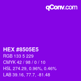 Color code: HEX #8505E5 | qconv.com