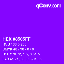 Color code: HEX #8505FF | qconv.com