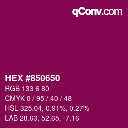 カラーコード: HEX #850650 | qconv.com