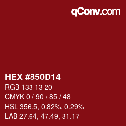 カラーコード: HEX #850D14 | qconv.com