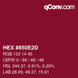 カラーコード: HEX #850E2D | qconv.com