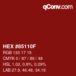 Color code: HEX #85110F | qconv.com