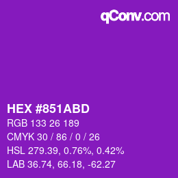 Color code: HEX #851ABD | qconv.com