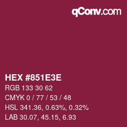 Farbcode: HEX #851E3E | qconv.com