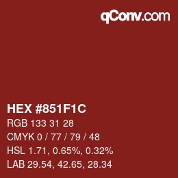 Color code: HEX #851F1C | qconv.com