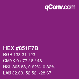 Color code: HEX #851F7B | qconv.com