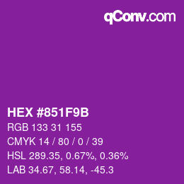Color code: HEX #851F9B | qconv.com