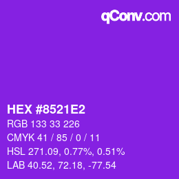 カラーコード: HEX #8521E2 | qconv.com
