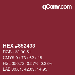 カラーコード: HEX #852433 | qconv.com