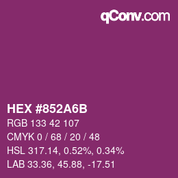 カラーコード: HEX #852A6B | qconv.com
