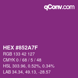 颜色代码: HEX #852A7F | qconv.com