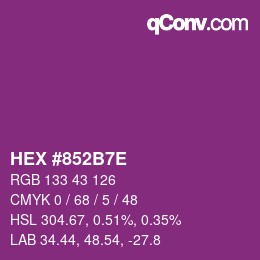 Color code: HEX #852B7E | qconv.com