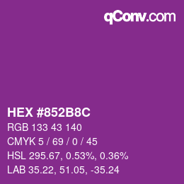 Color code: HEX #852B8C | qconv.com
