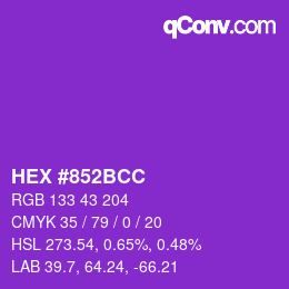 Farbcode: HEX #852BCC | qconv.com