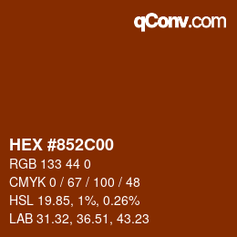 Color code: HEX #852C00 | qconv.com