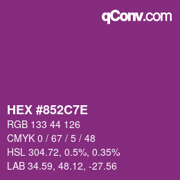 Color code: HEX #852C7E | qconv.com