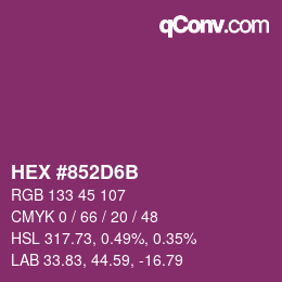 Color code: HEX #852D6B | qconv.com
