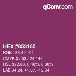 颜色代码: HEX #853165 | qconv.com