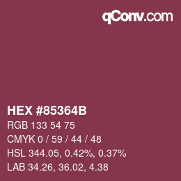 カラーコード: HEX #85364B | qconv.com
