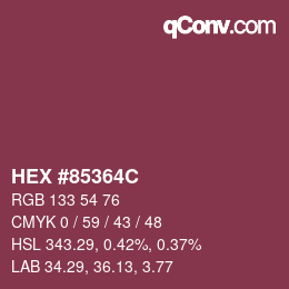 Color code: HEX #85364C | qconv.com