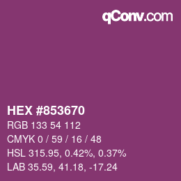 颜色代码: HEX #853670 | qconv.com