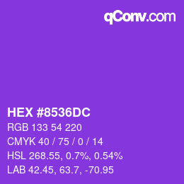 カラーコード: HEX #8536DC | qconv.com