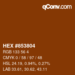 颜色代码: HEX #853804 | qconv.com