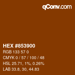 Farbcode: HEX #853900 | qconv.com