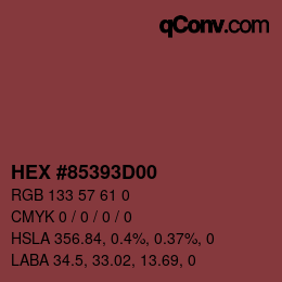 Color code: HEX #85393D00 | qconv.com