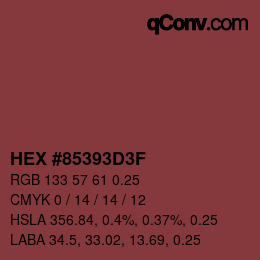 Color code: HEX #85393D3F | qconv.com