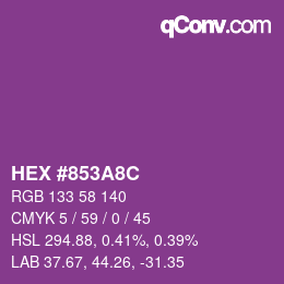 カラーコード: HEX #853A8C | qconv.com