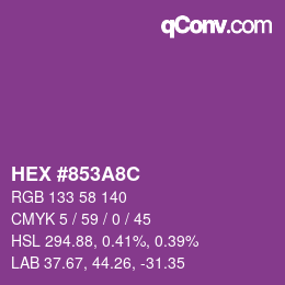 Color code: HEX #853A8C | qconv.com